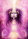 Beautiful painting of a violett angelic spirit with a womanÃ¢â¬â¢s, multicolor Illustration